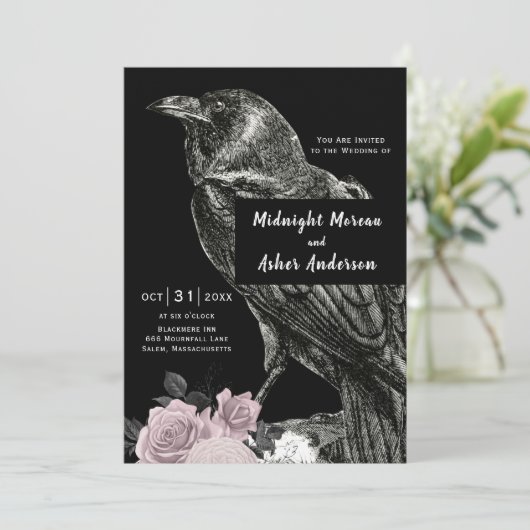  uitnodiging voor een Gothic Wedding (Staand voorkant)