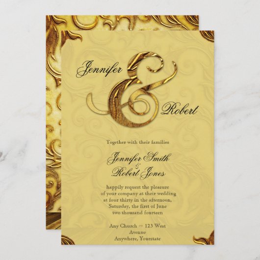 Uitnodiging voor een gouden bruiloft in Midas Touc (Voorkant / Achterkant)