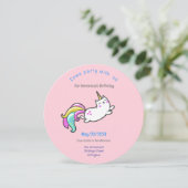 uitnodiging voor een grappige unicorn cat - verjaa (Staand voorkant)