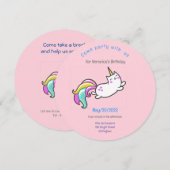 uitnodiging voor een grappige unicorn cat - verjaa (Voorkant / Achterkant)
