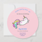 uitnodiging voor een grappige unicorn cat - verjaa (Voorkant)