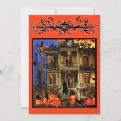 Uitnodiging voor een Griezelhuis Halloween-feest (Voorkant)