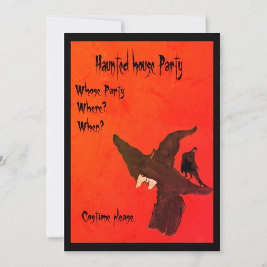 Uitnodiging voor een Griezelhuis Halloween-feest (Achterkant)