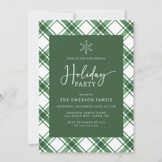 Uitnodiging voor een groen en wit feest (Voorkant)