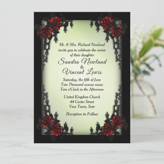 uitnodiging voor een groen huwelijk in het Frans k (Staand voorkant)