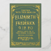  uitnodiging voor een groene oude printbruiloft (Voorkant)