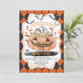 Uitnodiging voor een Halloween feestje voor een ba (Staand voorkant)