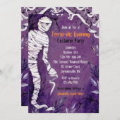 Uitnodiging voor een Halloween Mummy Party (Voorkant / Achterkant)