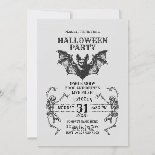 Uitnodiging voor een Halloween party | Aangepaste  (Achterkant)