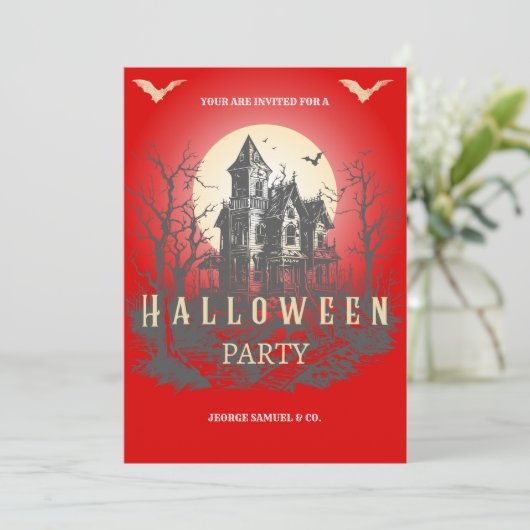 Uitnodiging voor een Halloween party | Aangepaste  (Staand voorkant)