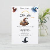 Uitnodiging voor een Halloween Witch Pet (Staand voorkant)