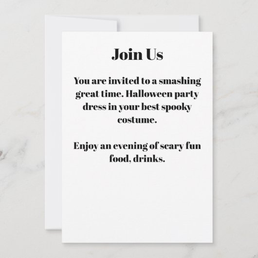 Uitnodiging voor een Halloweenfeest (Achterkant)