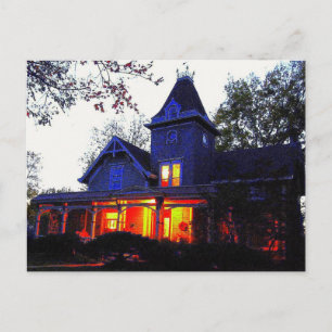 Uitnodiging voor een Halloweenfeest in een spookhu Briefkaart