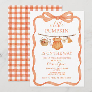 Uitnodiging voor een herfst baby shower met een kl