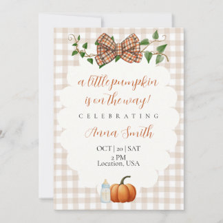 Uitnodiging voor een herfst baby shower met een kl
