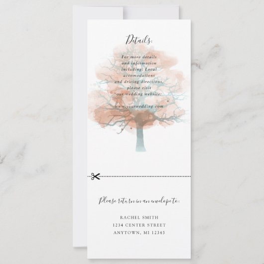 uitnodiging voor een herfst eik - bruiloft met rsv (Achterkant)