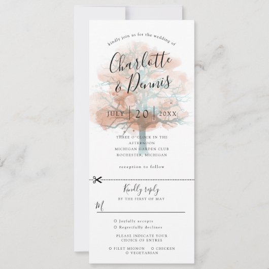 uitnodiging voor een herfst eik - bruiloft met rsv (Voorkant)