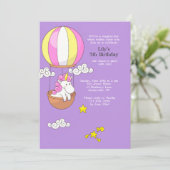 Uitnodiging voor een heteluchtballon van Unicorn (Staand voorkant)