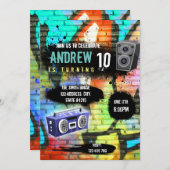 Uitnodiging voor een hiphop feestthema (Voorkant / Achterkant)