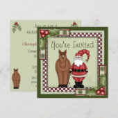 Uitnodiging voor een Horse and Santa Holiday Party (Voorkant / Achterkant)