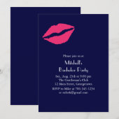 Uitnodiging voor een 'Hot Pink Lips Bachelor Party (Voorkant / Achterkant)