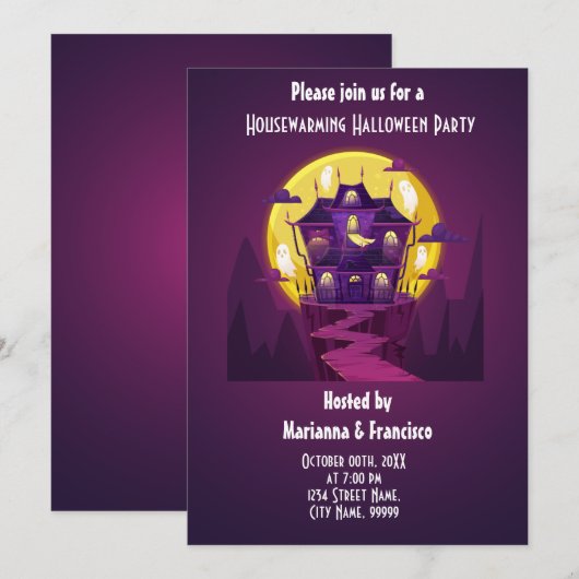 Uitnodiging Voor Een Housewarming Halloweenfeest (Voorkant / Achterkant)