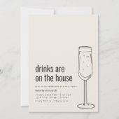Uitnodiging voor een housewarmingfeest met champag (Voorkant)