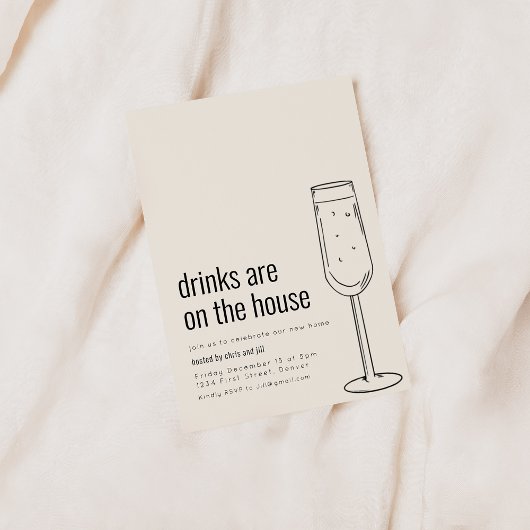 Uitnodiging voor een housewarmingfeest met champag