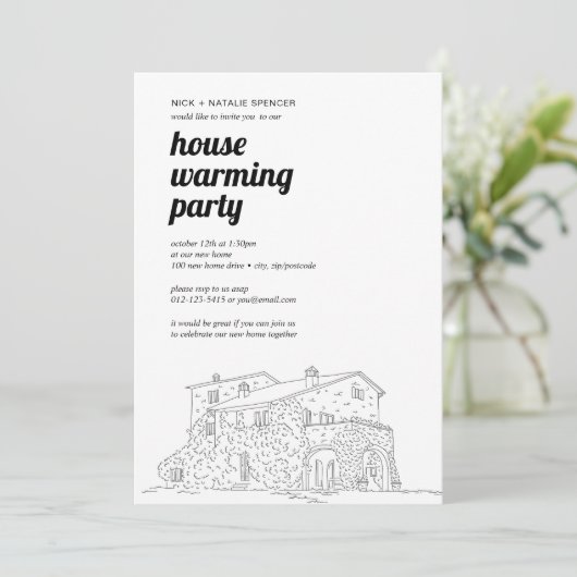 Uitnodiging voor een housewarmingfeestje (Staand voorkant)