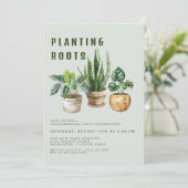 Uitnodiging voor een housewarmingfeestje met plant (Staand voorkant)