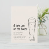 Uitnodiging voor een housewarmingparty met bier (Staand voorkant)