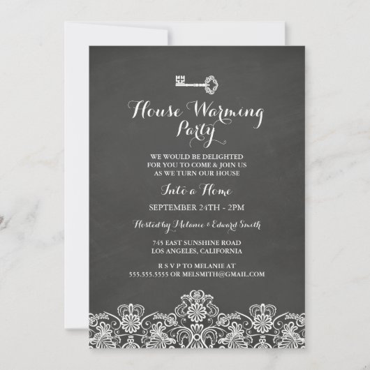 Uitnodiging voor een housewarmingparty met vintage (Voorkant)