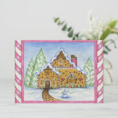 Uitnodiging voor een huis van peperkoek (Staand voorkant)