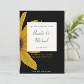 Uitnodiging voor een huwelijk met zwarte en gele F (Staand voorkant)