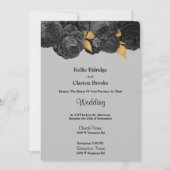 Uitnodiging voor een huwelijk met zwarte en goudbl (Voorkant)