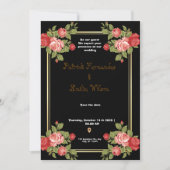 Uitnodiging voor een huwelijk met zwarte en gouden (Voorkant)