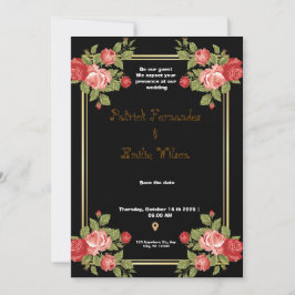 Uitnodiging voor een huwelijk met zwarte en gouden