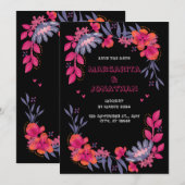 Uitnodiging voor een huwelijk met zwarte en rode F (Voorkant / Achterkant)