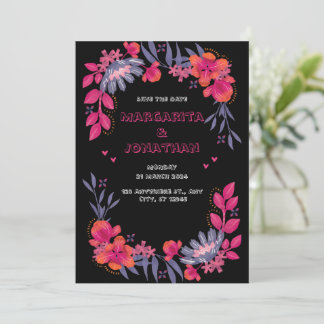 Uitnodiging voor een huwelijk met zwarte en rode F