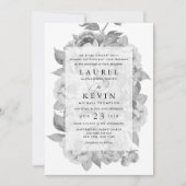  uitnodiging voor een huwelijk met zwarte en witte (Voorkant)