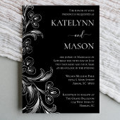 Uitnodiging voor een huwelijk met zwarte en witte 