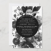 Uitnodiging voor een huwelijk met zwarte en witte (Voorkant)
