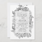  uitnodiging voor een huwelijk met zwarte en witte (Voorkant)