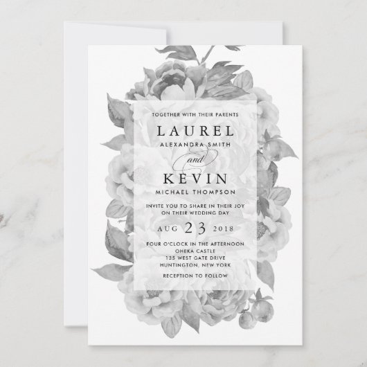 uitnodiging voor een huwelijk met zwarte en witte (Voorkant)