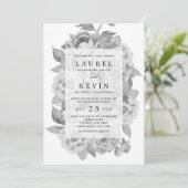 uitnodiging voor een huwelijk met zwarte en witte (Staand voorkant)