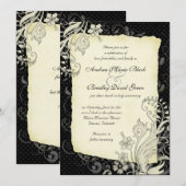 Uitnodiging voor een huwelijk tussen zwarte en ivo (Voorkant / Achterkant)