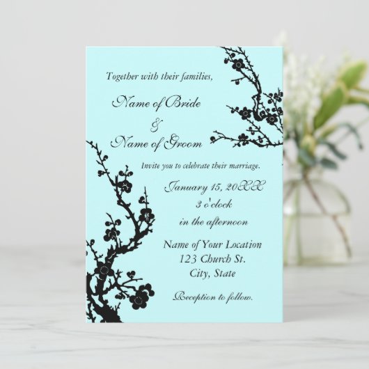 Uitnodiging voor een huwelijk tussen zwarte en Tur (Staand voorkant)