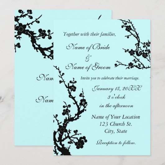 Uitnodiging voor een huwelijk tussen zwarte en Tur (Voorkant / Achterkant)