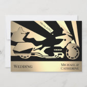 Uitnodiging voor een huwelijksdag met motorthema (Voorkant)