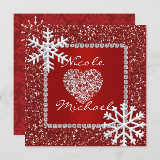 Uitnodiging voor een huwelijksfeest met SNEEUWVLok (Voorkant / Achterkant)